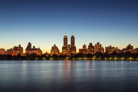 Upper West Side and Central Park at twilight New York Stock Photos