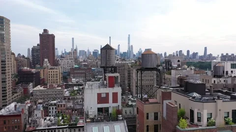Upper West Side View of Central Park from Drone Stock Footage 205746299