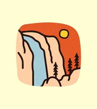Upper Yosemite Falls and Half Dome design with grunge for t-shirts design Stock Illustration