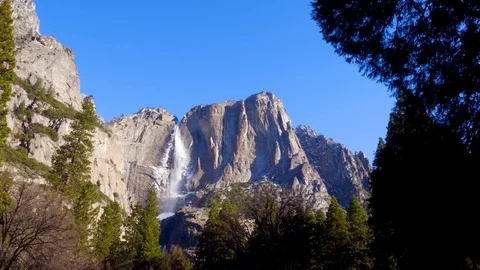Upper Yosemite Falls Waterfall Tracking Through Tree 스톡 동영상 87852288