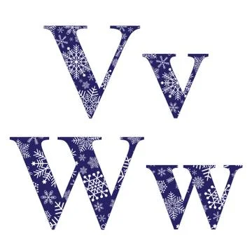 Uppercase and lowercase letters V and W Stock Illustration