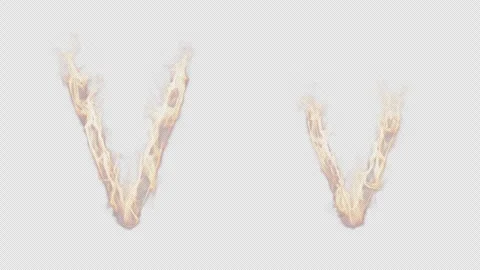 Uppercase and lowercase symbol V burning in fire. Stock Footage 288641573