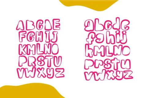 Uppercase cute alphabet font. Vector Hand drawn typography Stock Illustration