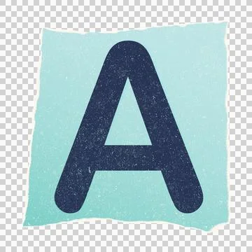 Uppercase letter A is appearing on torn gradient paper square, flat design, Stock Illustration