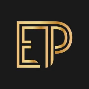 Uppercase letters E and P. Flat bound design in a Golden hue for a logo, bran Stock Illustration