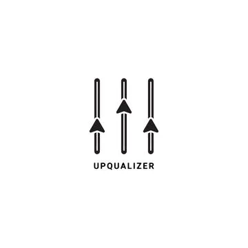Upqualizer logo design template. Up arrow blend with equalizer design conce.. Illustrazione stock