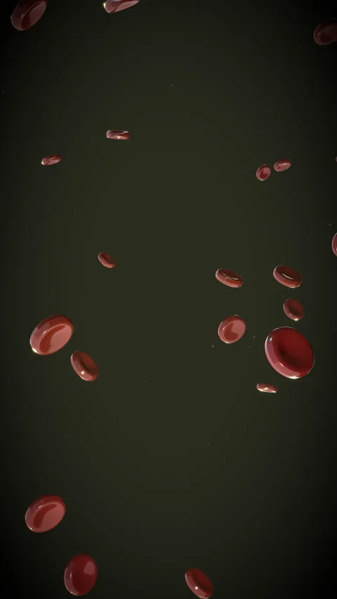 Upright diagonal pass-through of rushing red blood cells, Vertical 9:16 4K Stock Footage 338401373
