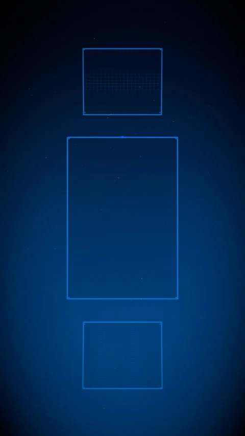 Upright pan over a towering spatial UI, Vertical 9:16 4K Stock Footage 338432501