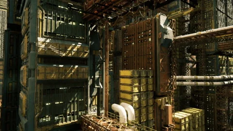 Upright sections demonstrate layers of upkeep and scaffolding Stock Footage 338336964