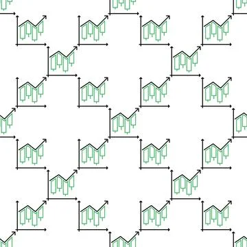 Uprising Candlestick Pattern vector Electronic trading thin line seamless p.. Illustrazione stock