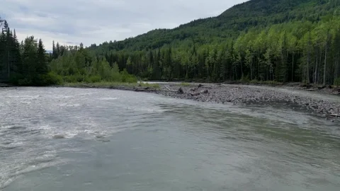 Upriver in forest mountain view Video stock 266289576