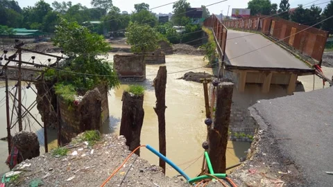 Uprooted and broken road surface after earthquake Stock-Footage 321038660