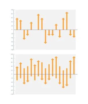 Ups and downs arrows infographic chart design template set Stock Illustration