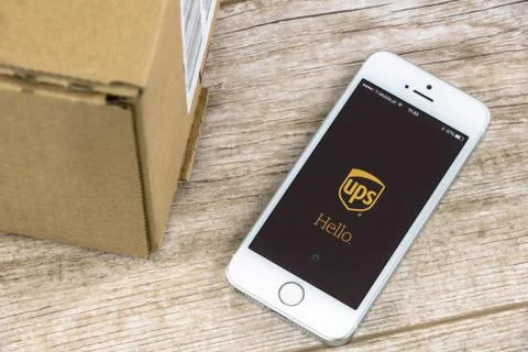 UPS app on iPhone Stock Photos