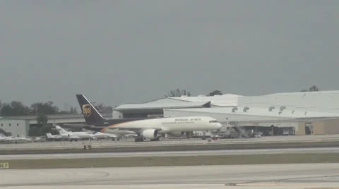 UPS cargo jet preparing for flight Stock Footage 22714555
