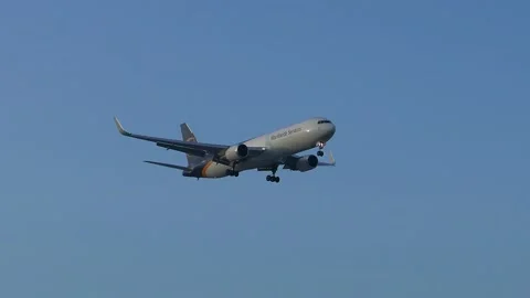 UPS Cargo Plane Landing Stock Footage 132866145