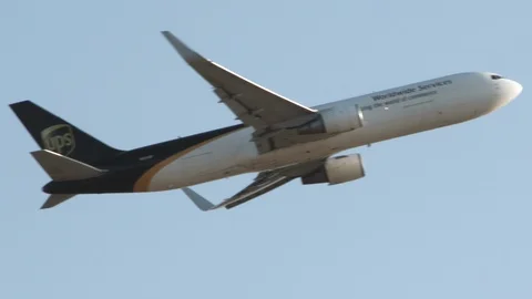 UPS Cargo Plane Take Off Stock Footage 93194083