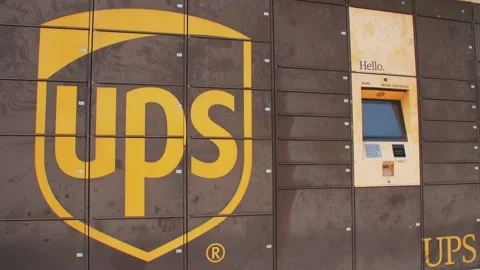 UPS lockers in the street Stock Footage 151866951