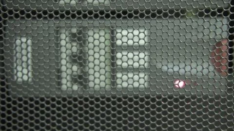 UPS module battery alarm in server room, red light warning error Stock Photos