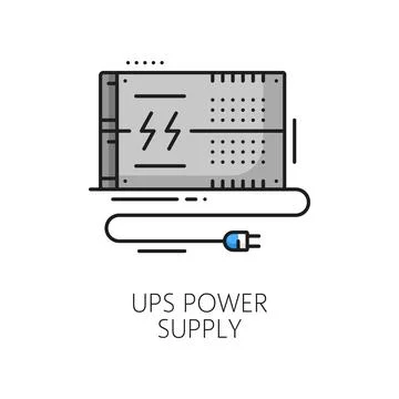 Ups power supply software color thin line icon Stock Illustration