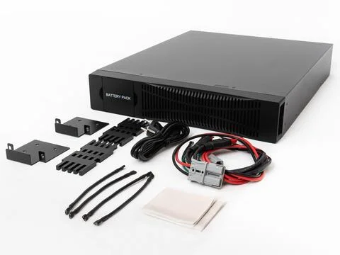 UPS power supply unit, front and back view Foto stock