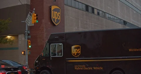 UPS Delivery Truck Night Time, Stock Video