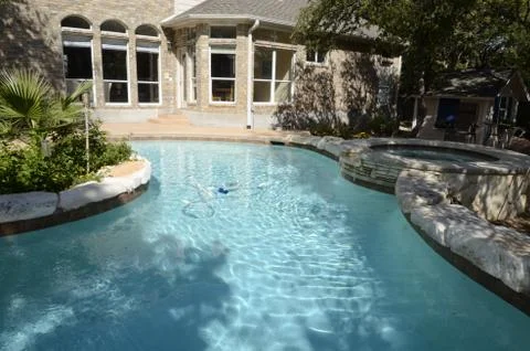Upscale Backyard Swimming Pool Stock Photos