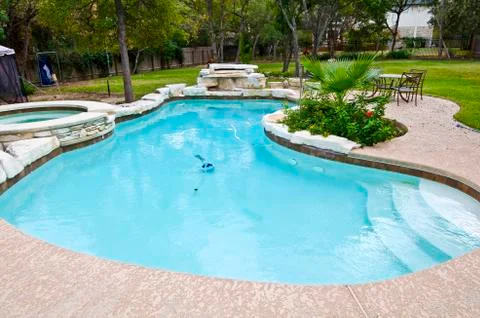 Upscale Backyard Swimming Pool Stock Photos