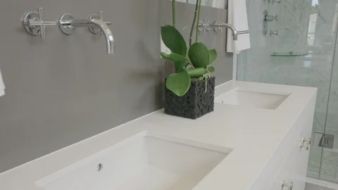 Upscale Bathroom With Double Sinks 2 Stock Footage 116644713