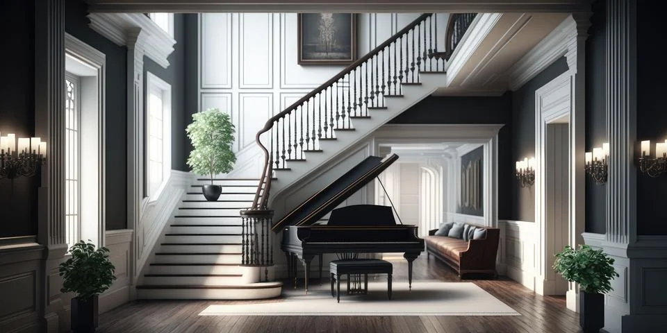 Upscale Home Interior Digital Backdrop2 Illustrazione stock
