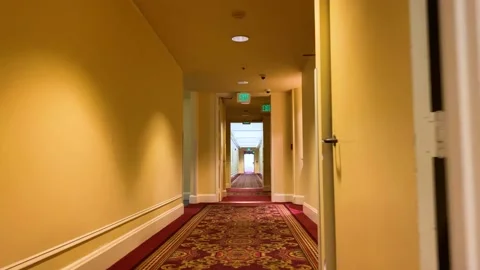 Upscale Hotel Hallway Stock Footage 163686401