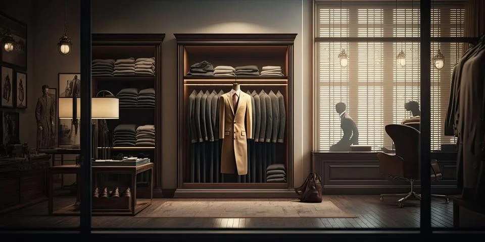 Upscale Men's Store Interior Digital Backdrop2 Stock Illustration