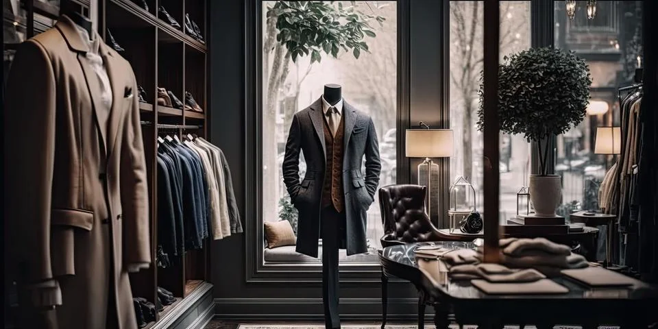Upscale Men's Store Interior Digital Backdrop1 Stock Illustration