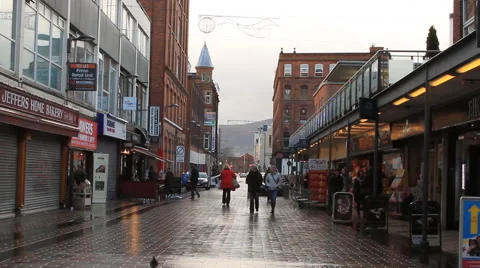 Upscale shopping district in Belfast Stock Footage 44934730