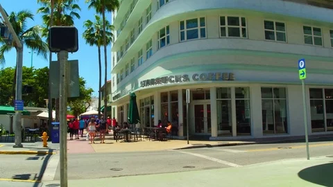 Upscale shops at Lincoln Road Stock Footage