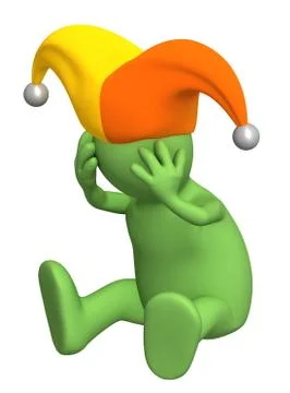 Upset 3d puppet - harlequin, keeping for a head Stock Illustration