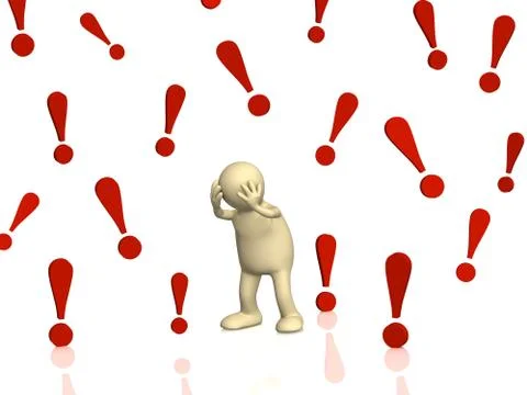 Upset 3d puppet Stock Illustration