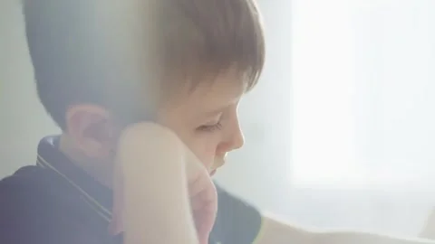 An upset and tired boy does not want to do the task. Stock Footage 251527543