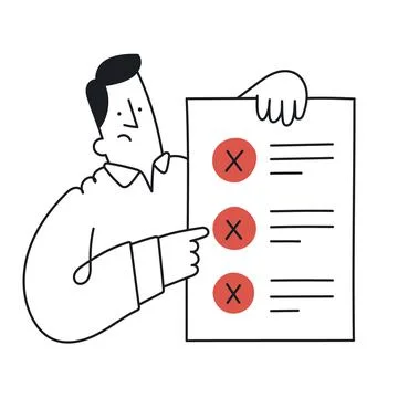 Upset, angry man holding to-do list with checkboxes. Unfinished task, job not Stock Illustration
