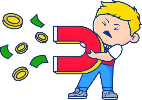 Upset Boy Showing Empty Pockets and Financial Poverty Stock Illustration