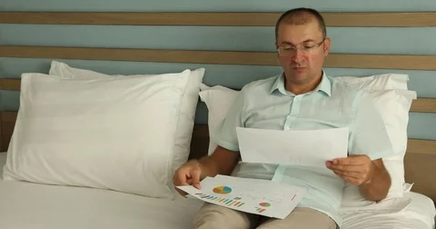Upset Business Man Looking Pie Chart Negative Results Sales Profits Inside Home Stock Footage