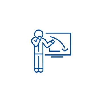 Upset businessman, graph down line icon concept. Upset businessman, graph down Stock Illustration