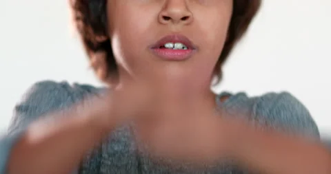 Upset child screaming. Mixed race Kid yelling roaring to camera, close-up ang Video stock 132271572