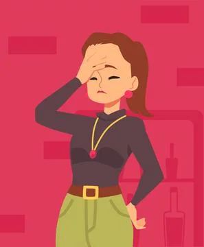 Upset disappointed business woman cartoon character, flat vector illustration. Stock Illustration