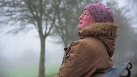 Upset Elderly Man in Park Medium Shot Stock Footage 150975572