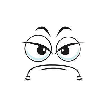 Upset emoticon sad face expression, annoyed face Stock Illustration