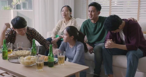 Upset with game result in World cup FIFA championship live at home. Stock Footage 219484477