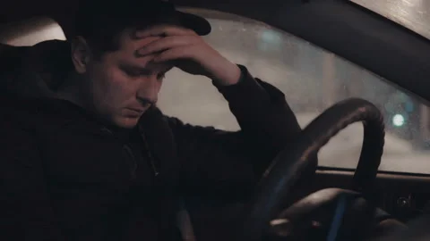 Upset man in the car. Depression Stock Footage 147665103