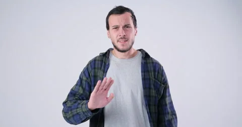 Upset Man gesturing crossing arms 库存影片 143942340