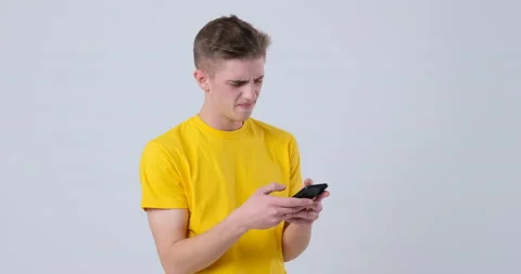 Upset man got a message Stock Footage 144959396